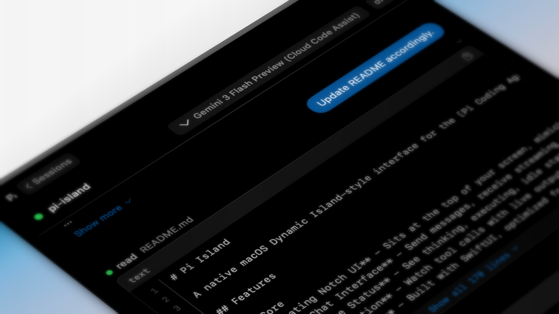 Pi Island dynamic island interface